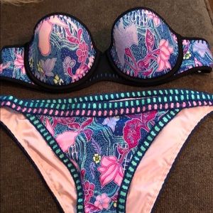 Victoria secret 2pc bikini blue embroidered L/34/C